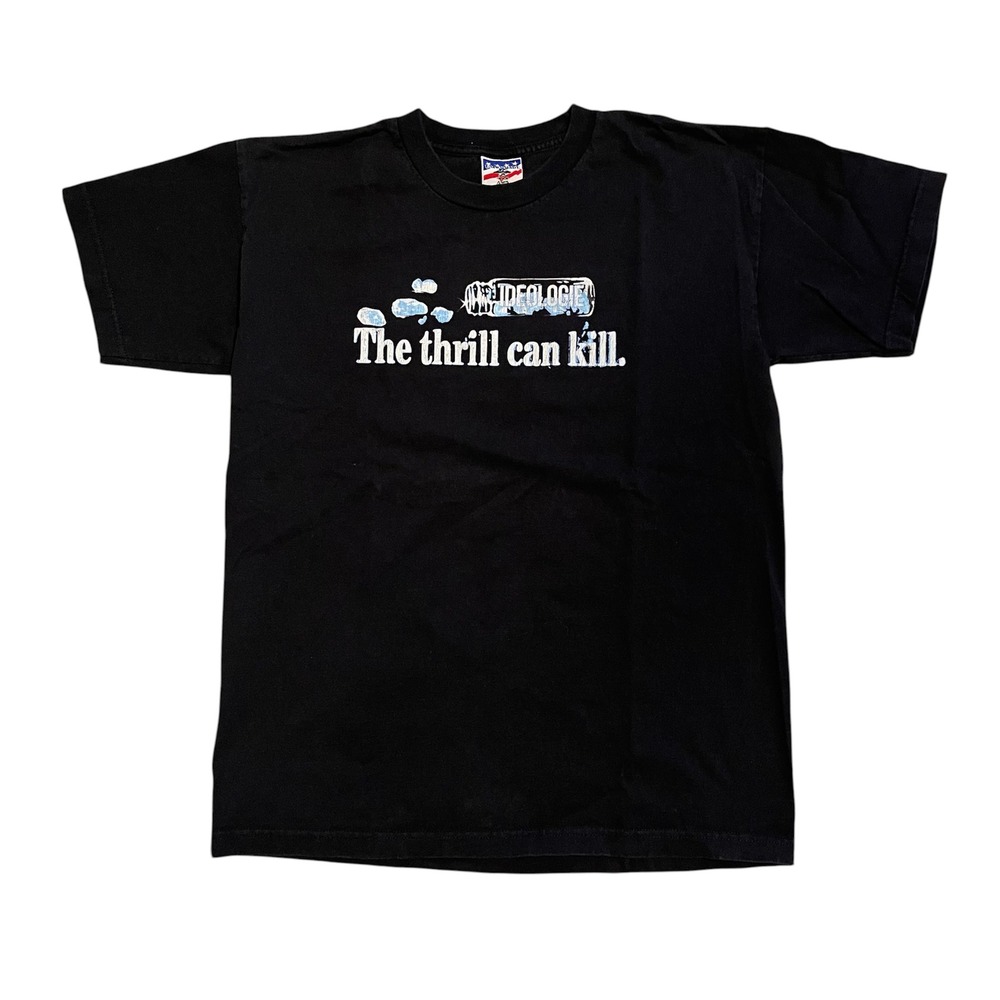 Ideologie The Thrill Can Kill Graphic T-Shirt Mens Large Black Union Made USA